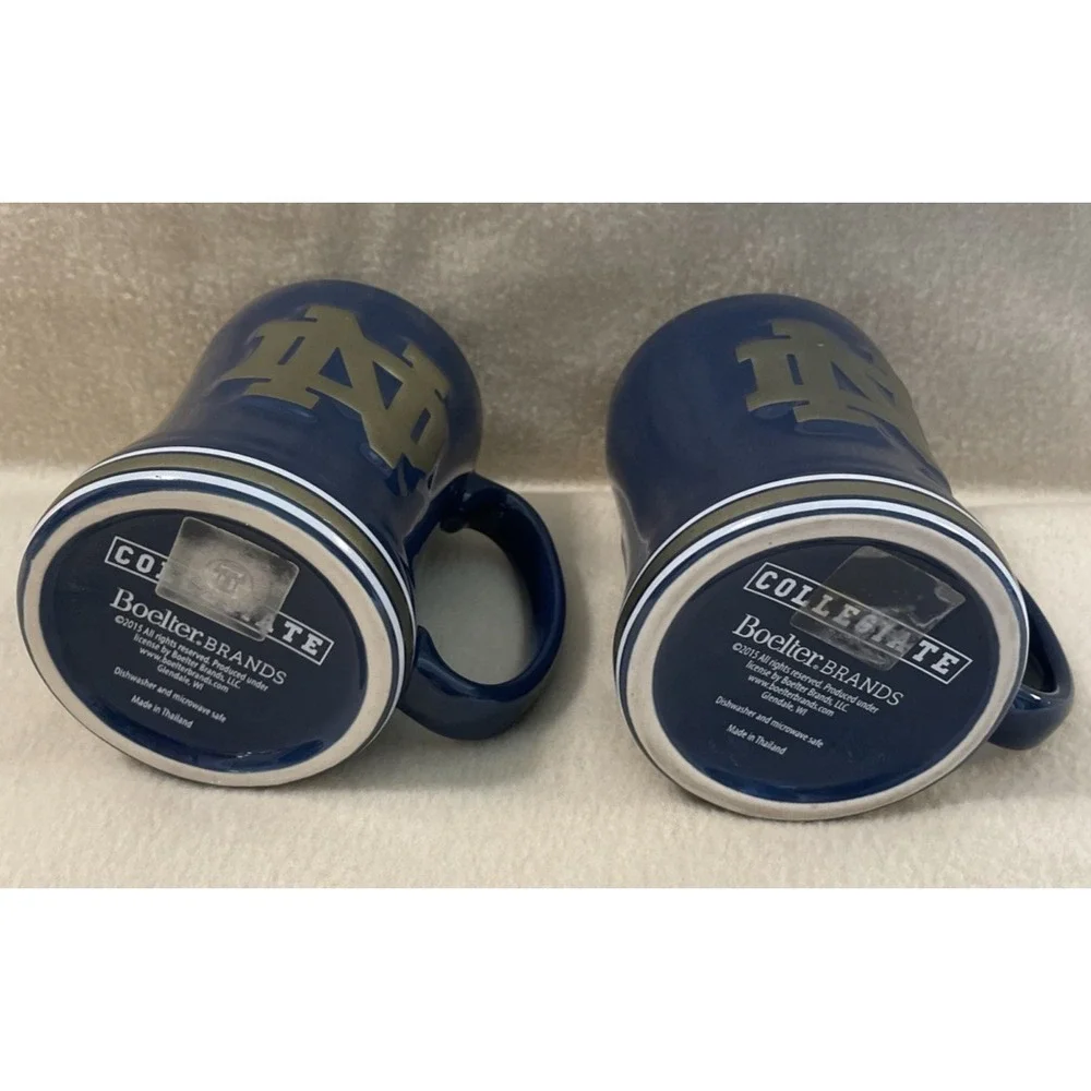 Notre Dame Fighting Irish Set of 2 Coffee Sculpted Mug Cup NCAA College Boelter